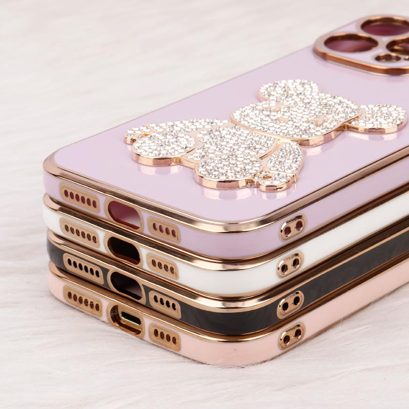 قاب My Case Power Bear نگین دار محافظ لنزدار iPhone 14 Pro Max