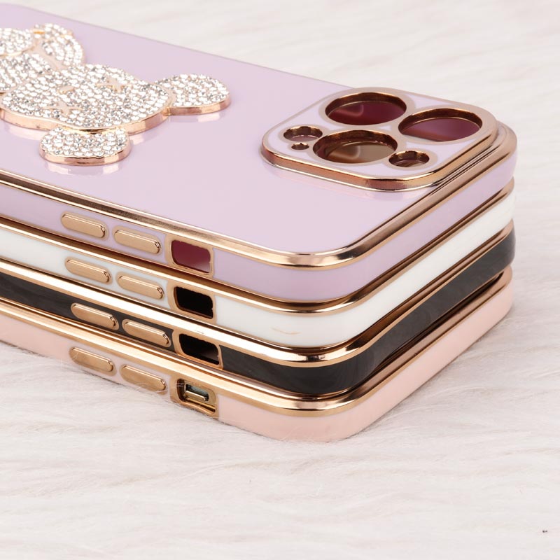 قاب My Case Power Bear نگین دار محافظ لنزدار iPhone 14 Pro Max