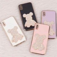 قاب My Case Power Bear نگین دار محافظ لنزدار iPhone X