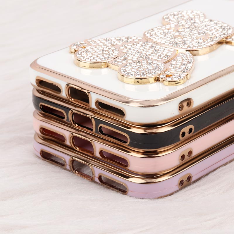 قاب My Case Power Bear نگین دار محافظ لنزدار iPhone X