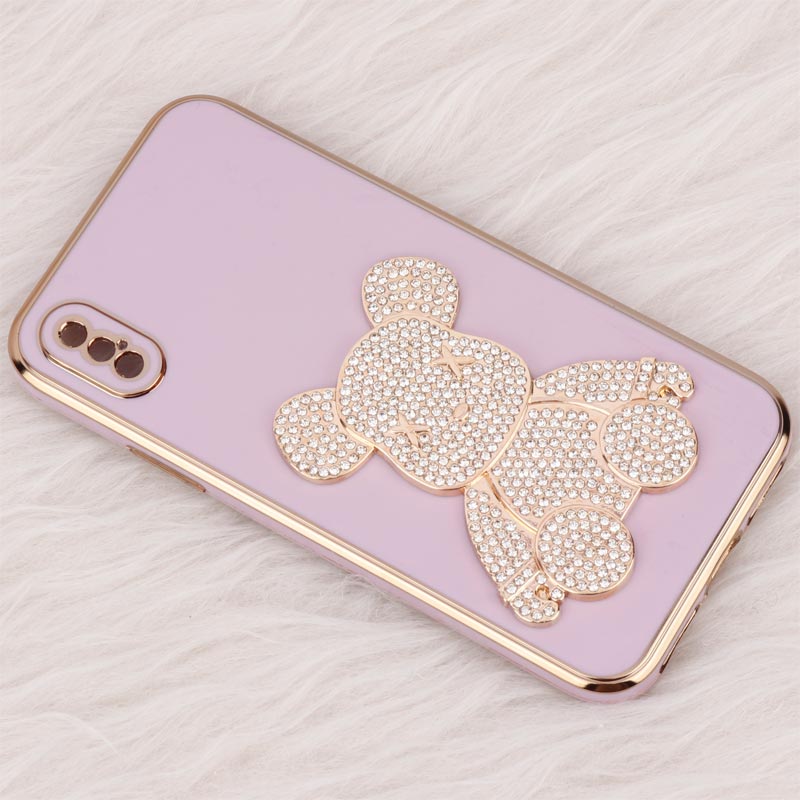 قاب My Case Power Bear نگین دار محافظ لنزدار iPhone X