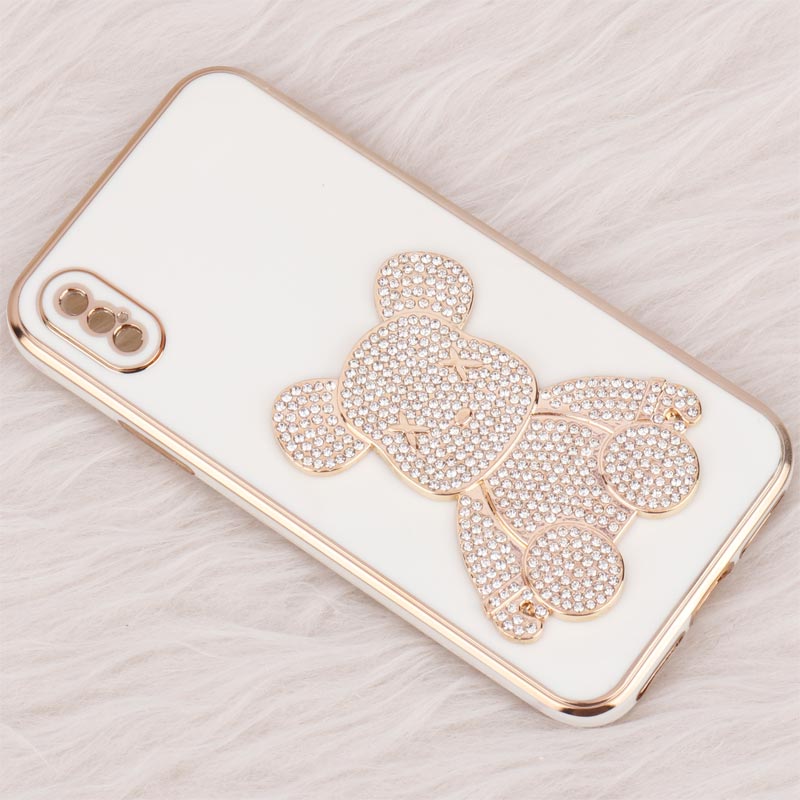 قاب My Case Power Bear نگین دار محافظ لنزدار iPhone X