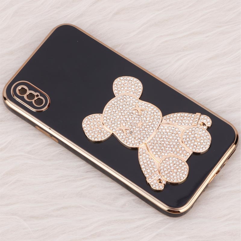 قاب My Case Power Bear نگین دار محافظ لنزدار iPhone X