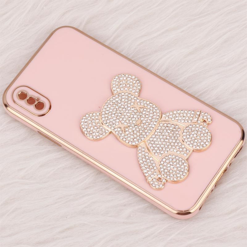 قاب My Case Power Bear نگین دار محافظ لنزدار iPhone X
