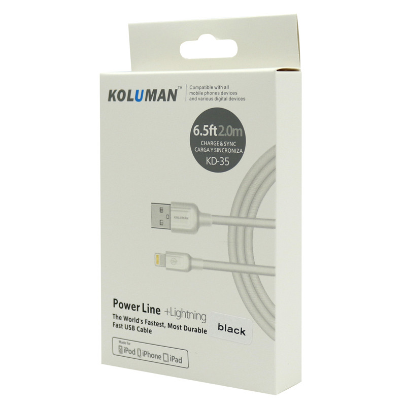 کابل آیفونی فست شارژ Koluman KD-35 3.1A 2m