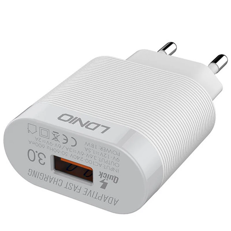 شارژر دیواری فست شارژ LDNIO A303Q QC3 18W + کابل میکرو یو اس بی