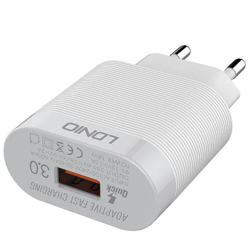 شارژر دیواری فست شارژ LDNIO A303Q QC3 18W + کابل میکرو یو اس بی