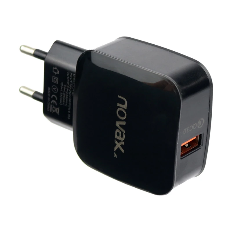 شارژر دیواری فست شارژ Novax CH-101 QC3.0 PD 2.4A 18W + کابل آیفونی