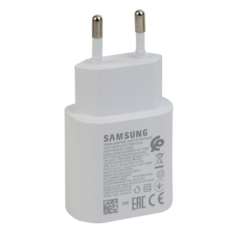 شارژر دیواری فست شارژ Samsung EP-TA800 3A PD 25W Type-C + کابل تبدیل تایپ سی