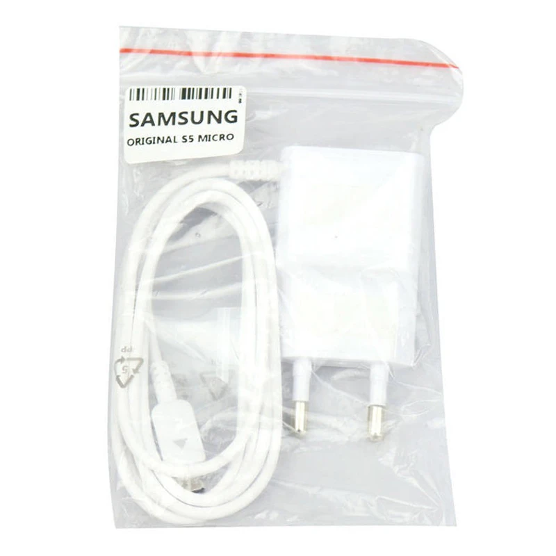 شارژر سیم وصل میکرو یو اس بی فست شارژ اورجینال Samsung S5 EP-TA11KWK 2A شرینک