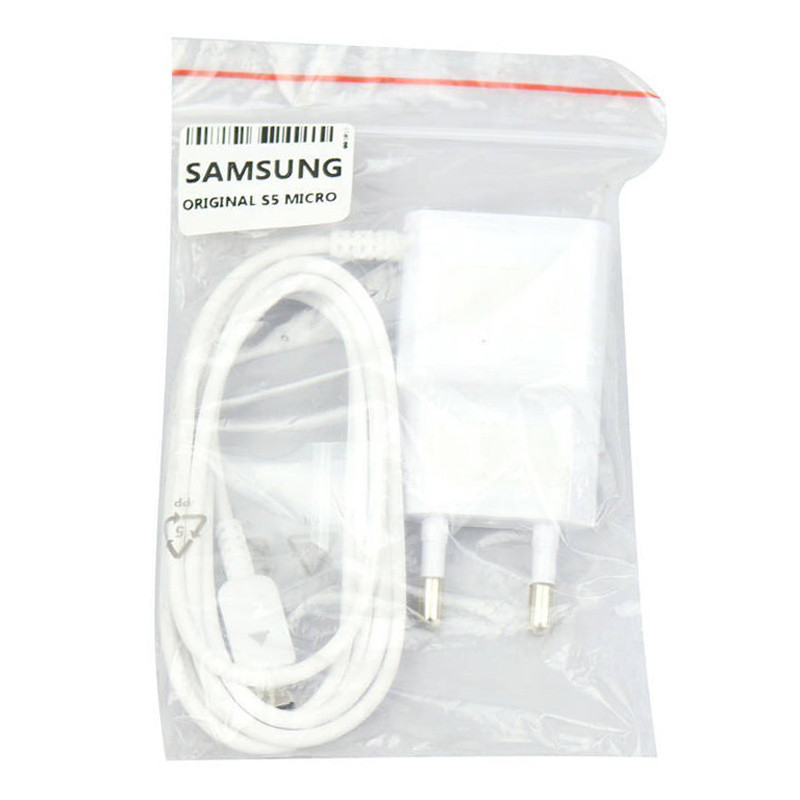 شارژر سیم وصل میکرو یو اس بی فست شارژ اورجینال Samsung S5 EP-TA11KWK 2A شرینک