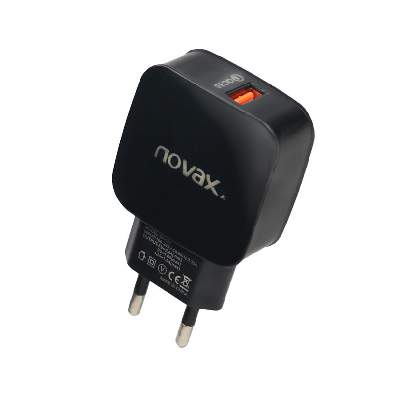 شارژر دیواری فست شارژ Novax CH-101 QC3.0 PD 2.4A 18W + کابل آیفونی