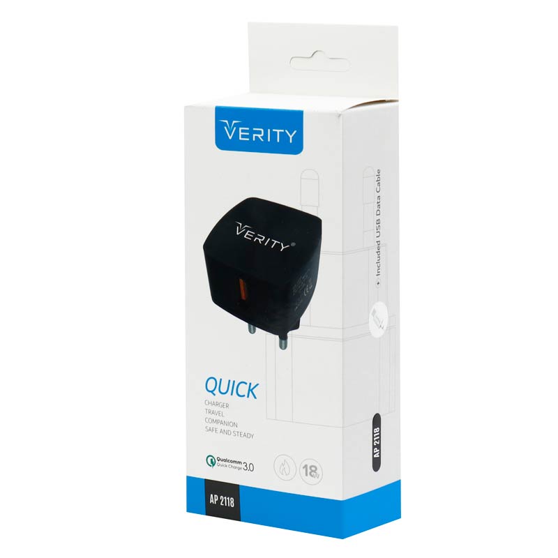 شارژر دیواری Verity AP-2118 QC3.0 3A 18W + کابل Type-C
