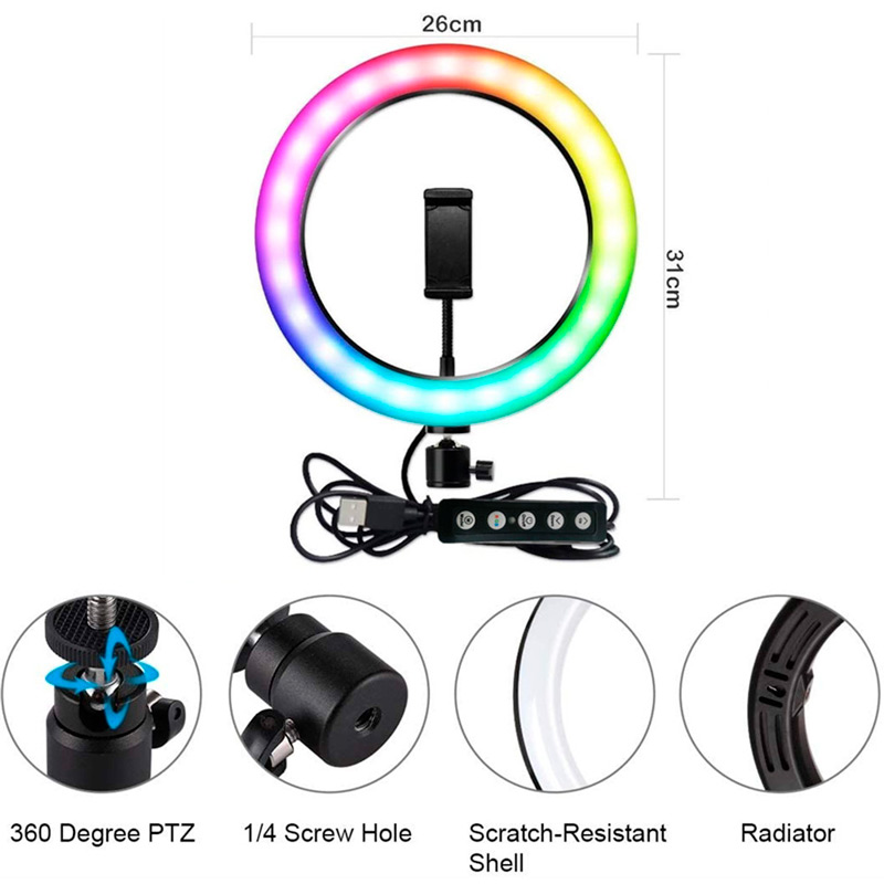 رینگ لایت “MJ26 Soft Ring Light RGB LED 10