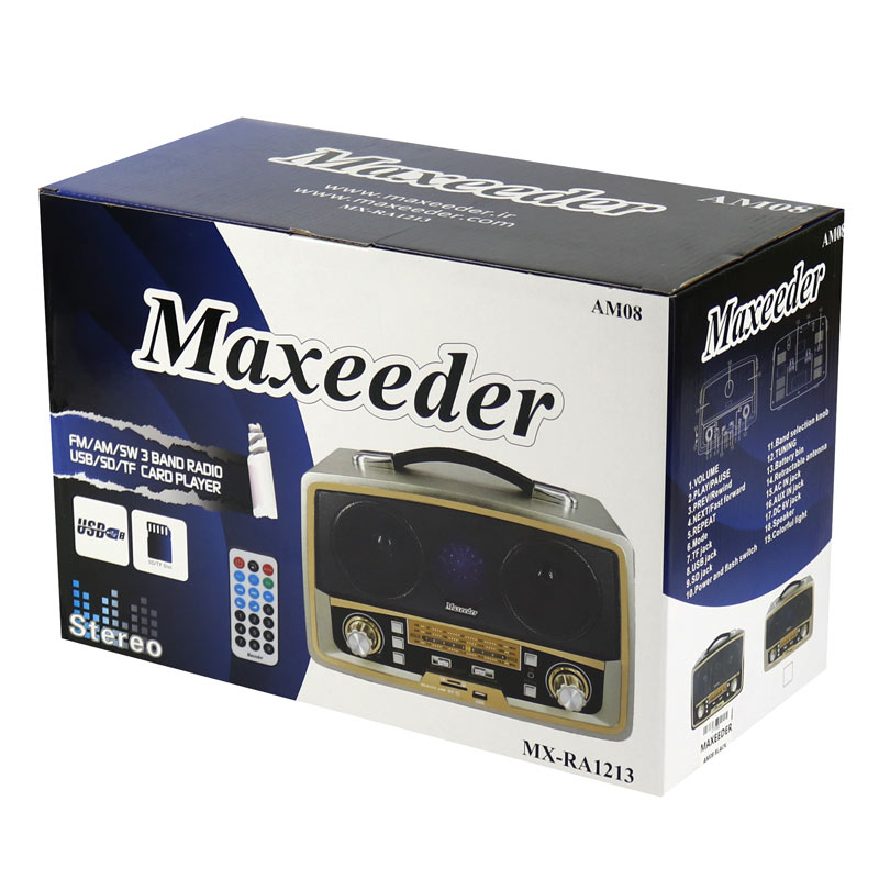 رادیو اسپیکر بلوتوثی رم و فلش خور Maxeeder MX-RA1213 AM08 + ریموت کنترل