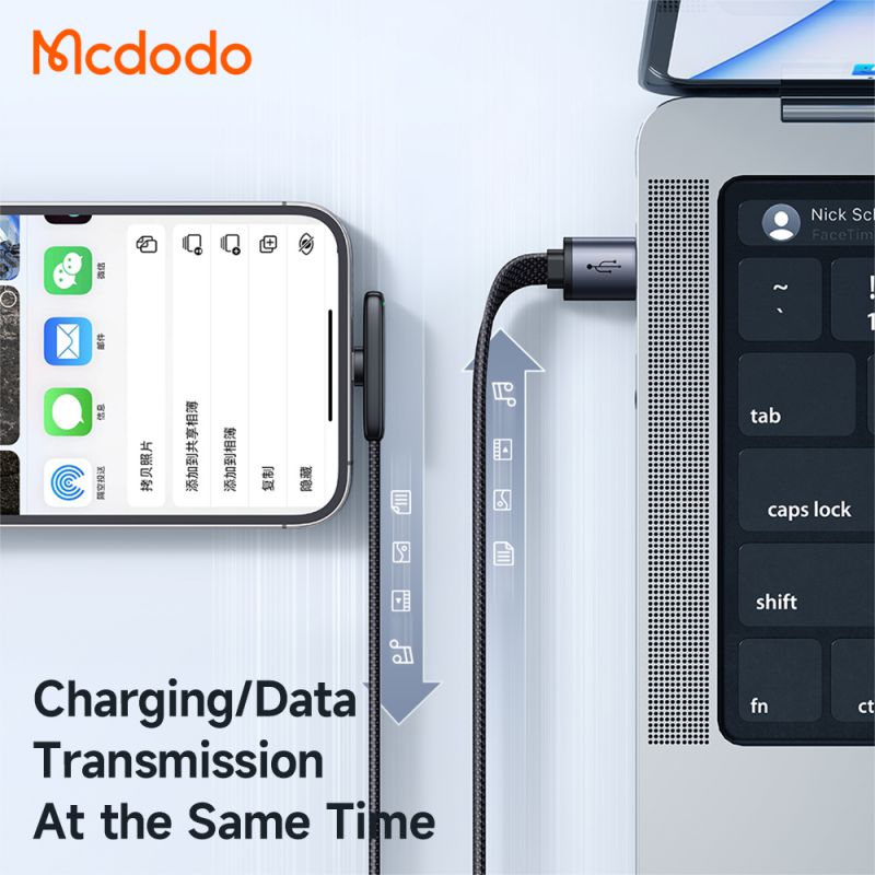 کابل آیفونی فست شارژ Mcdodo CA-2790 3A 100W 1.2m یکسر L