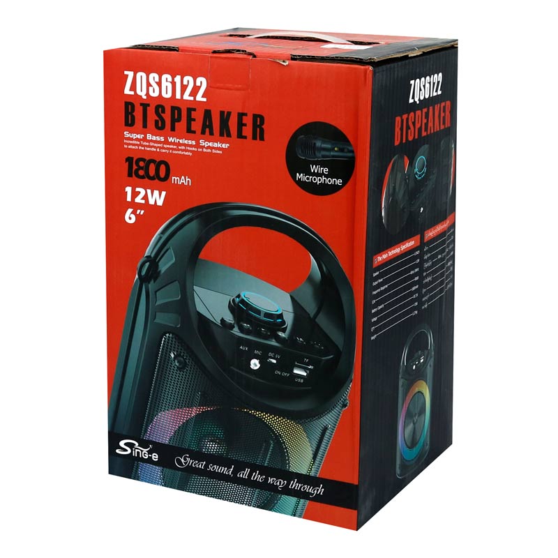 اسپیکر چمدانی بلوتوثی رم و فلش خور ZQS6122 + میکروفون