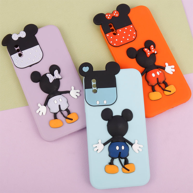 قاب عروسکی برجسته میکی موس و مینی موس محافظ لنزدار iPhone X