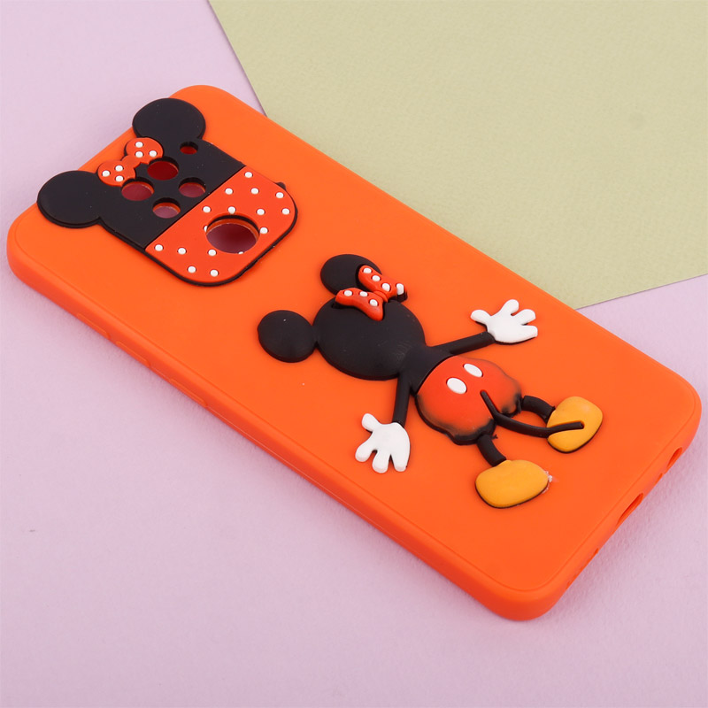 قاب عروسکی برجسته میکی موس و مینی موس محافظ لنزدار Xiaomi Redmi Note 9