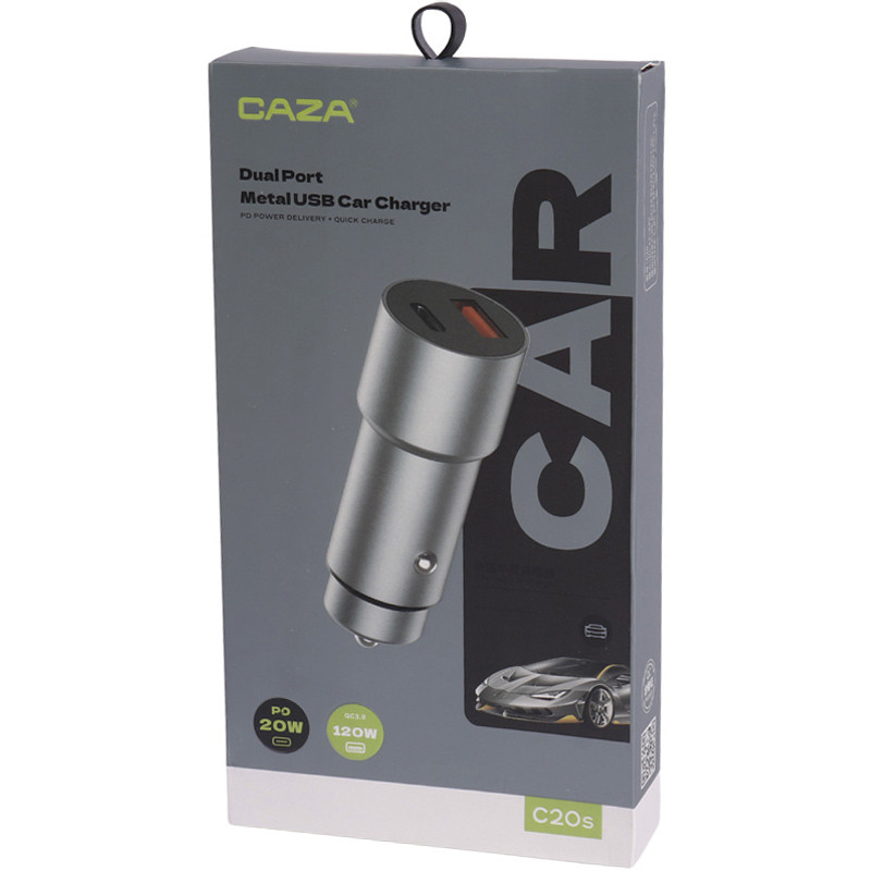 شارژر فندکی فست شارژ CAZA C20s 5A PD QC3.0 VOOC 120W