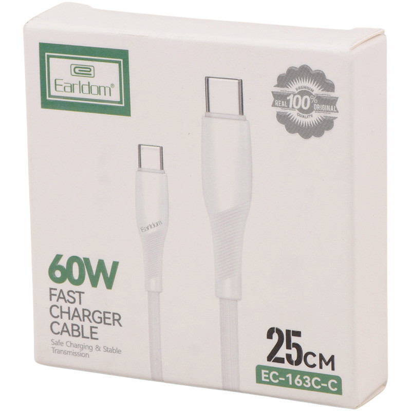 کابل تبدیل کوتاه فست شارژ Earldom EC-163C-C Type-C to Type-C 60W 25cm