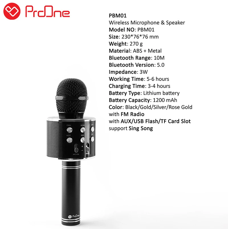 میکروفون و اسپیکر بلوتوثی ProOne PMB65 M01