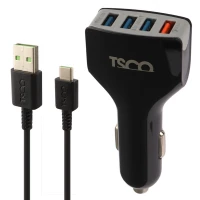 شارژر فندکی فست شارژ TSCO TCG 20 3A QC3.0 PD 18W + کابل تایپ سی