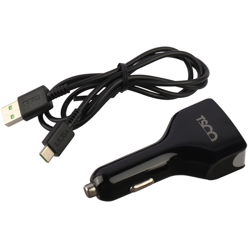 شارژر فندکی فست شارژ TSCO TCG 20 3A QC3.0 18W + کابل تایپ سی