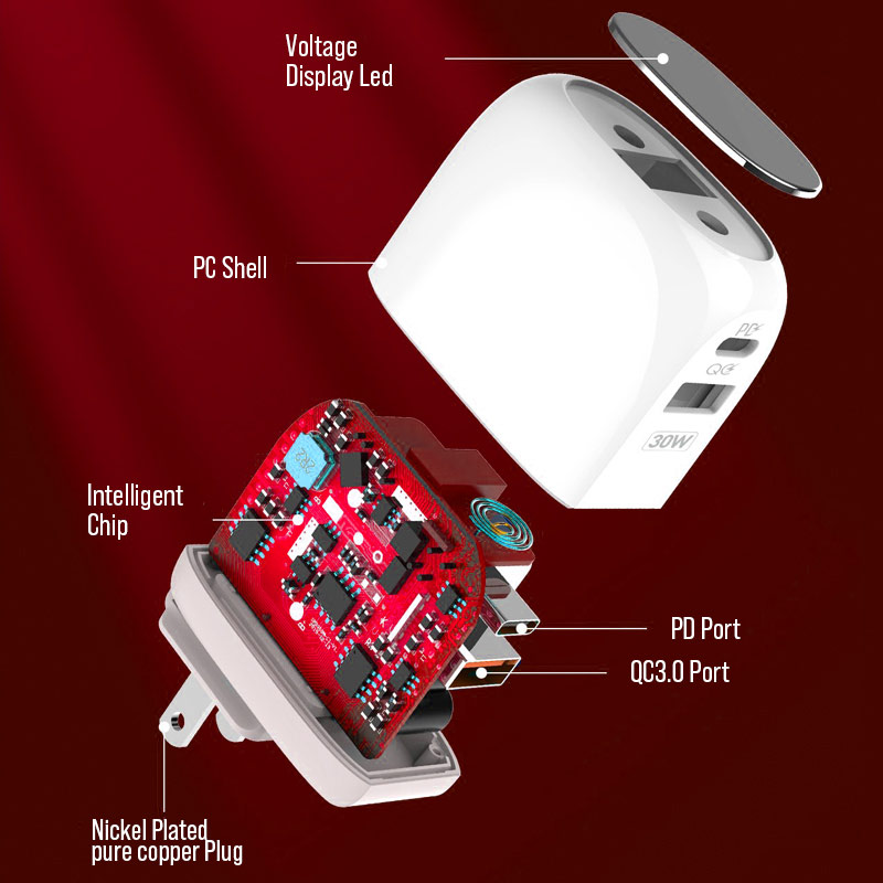 شارژر دیواری فست شارژ Hiska H-115PD 2Port QC3.0 PD 4.5A 30W Type-C + کابل تبدیل تایپ سی
