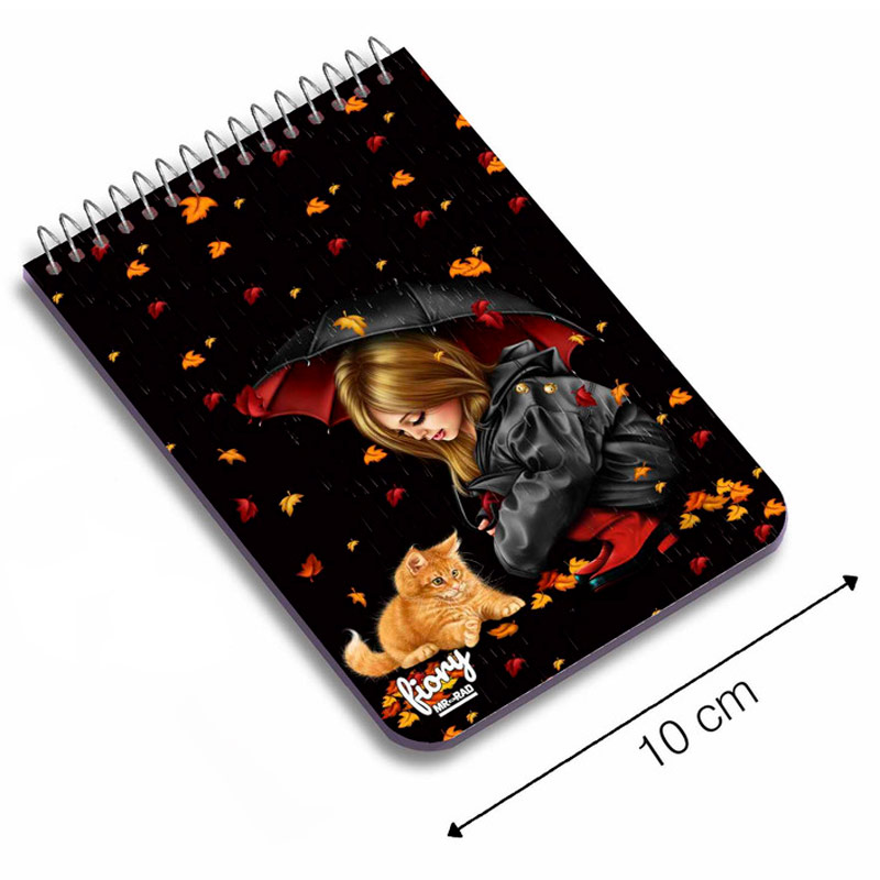 دفترچه یادداشت 50 برگ طرح دختر پاییز و گربه مستر راد کد 175627