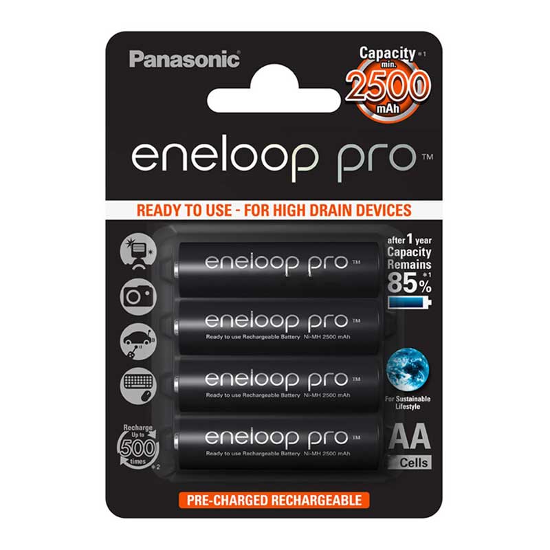باتری قلمی ۴تایی شارژی Panasonic Eneloop Pro BK-3HDE/2BE