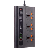 چند راهی ۳ خانه برق ارت دار پرووان PSP11PD با کابل ۲ متری + شارژر USB و Type-C
