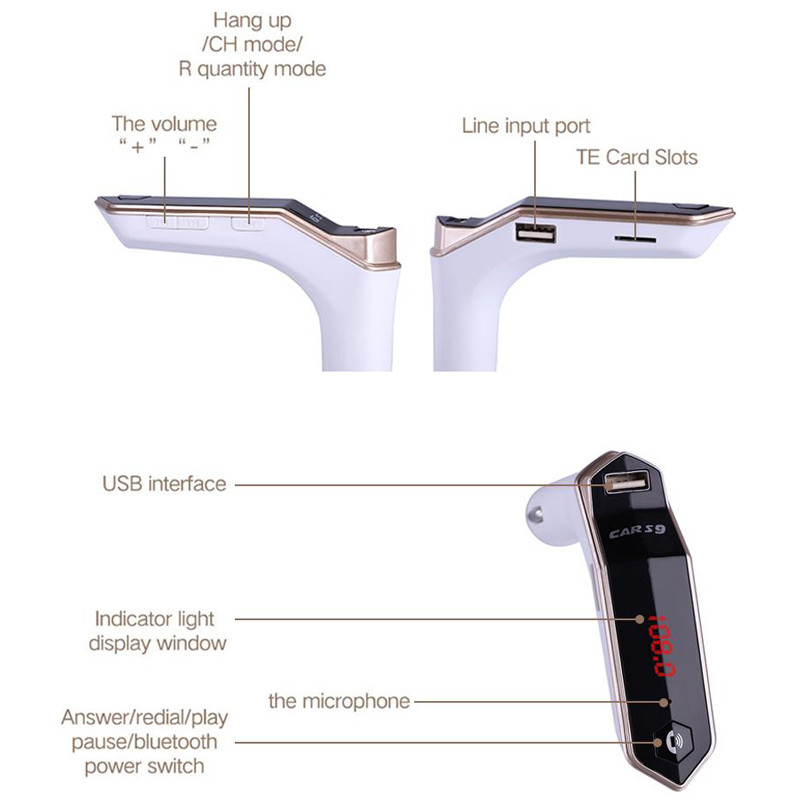 FM Player بلوتوثی + شارژر فندکی Car S9