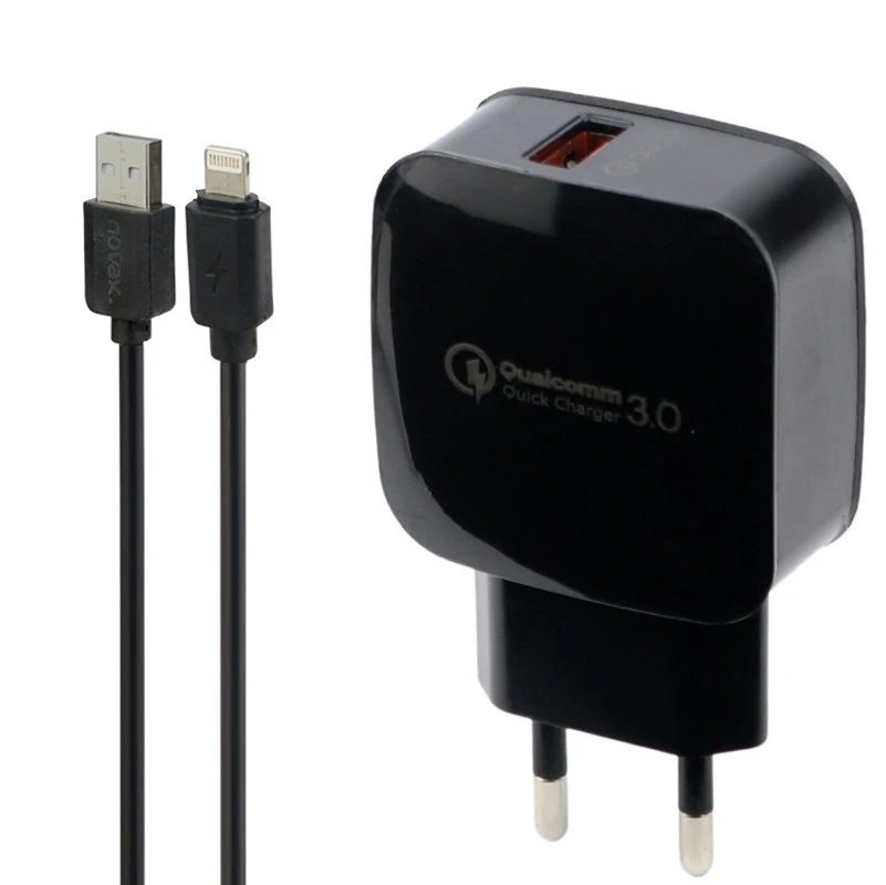 شارژر دیواری فست شارژ Novax CH-101 QC3.0 PD 2.4A 18W + کابل آیفونی