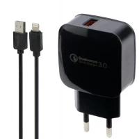 شارژر دیواری فست شارژ Novax CH-101 QC3.0 PD 2.4A 18W + کابل آیفونی