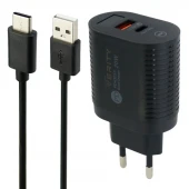 شارژر دیواری فست شارژ Verity AP-2119 2Port QC3.0 4A PD 20W + کابل Type-C