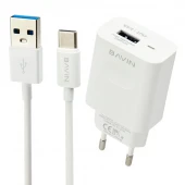 شارژر دیواری Bavin PC318Y 2.4A + کابل Type-C