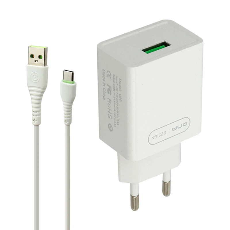 شارژر دیواری فست شارژ ONDA U50&Kit 3A QC 18W + کابل Type-C