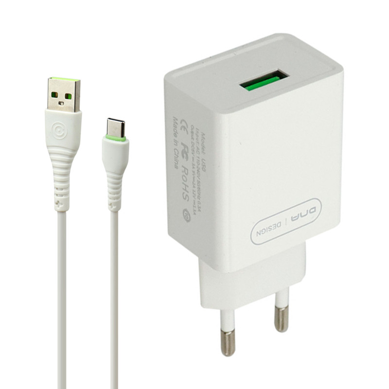 شارژر دیواری فست شارژ ONDA U50&Kit 3A QC 18W + کابل Type-C