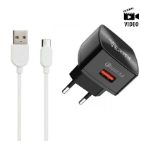 شارژر دیواری فست شارژ Verity AP-2118 QC3 3A 18W + کابل Type-C