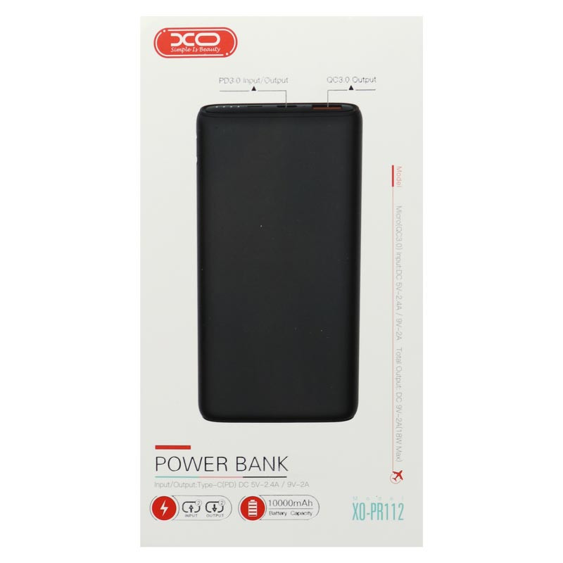 پاور بانک فست شارژ ۱۰۰۰۰ ایکس او XO PR112 PD 18W QC3