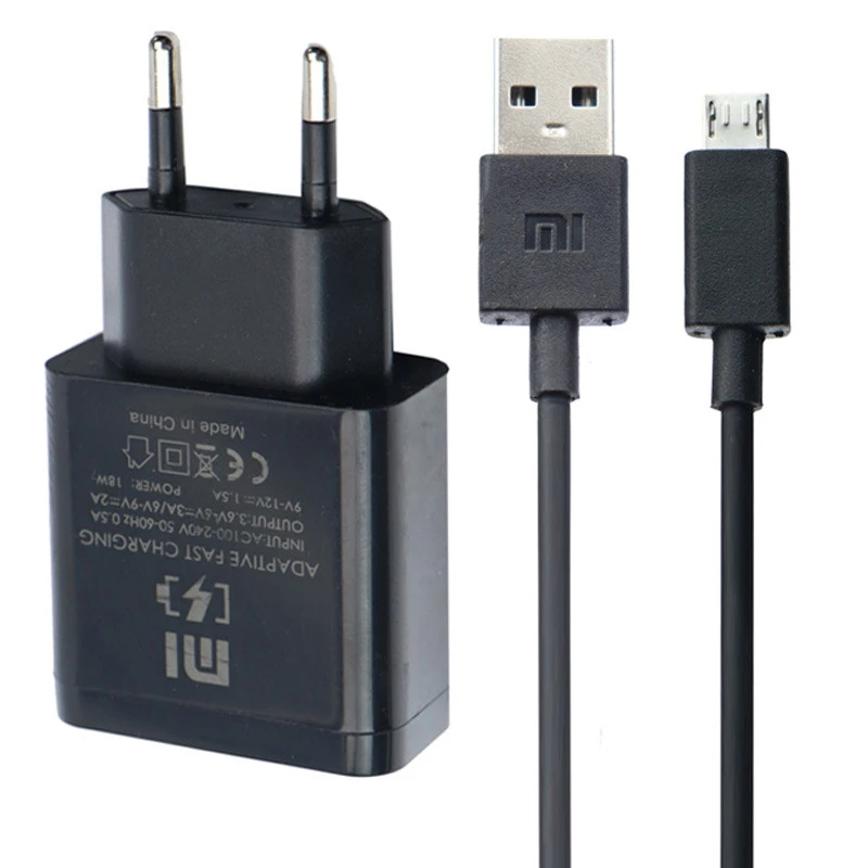 شارژر دیواری فست شارژ Xiaomi QC3.0 PD 18w + کابل میکرو یو اس بی
