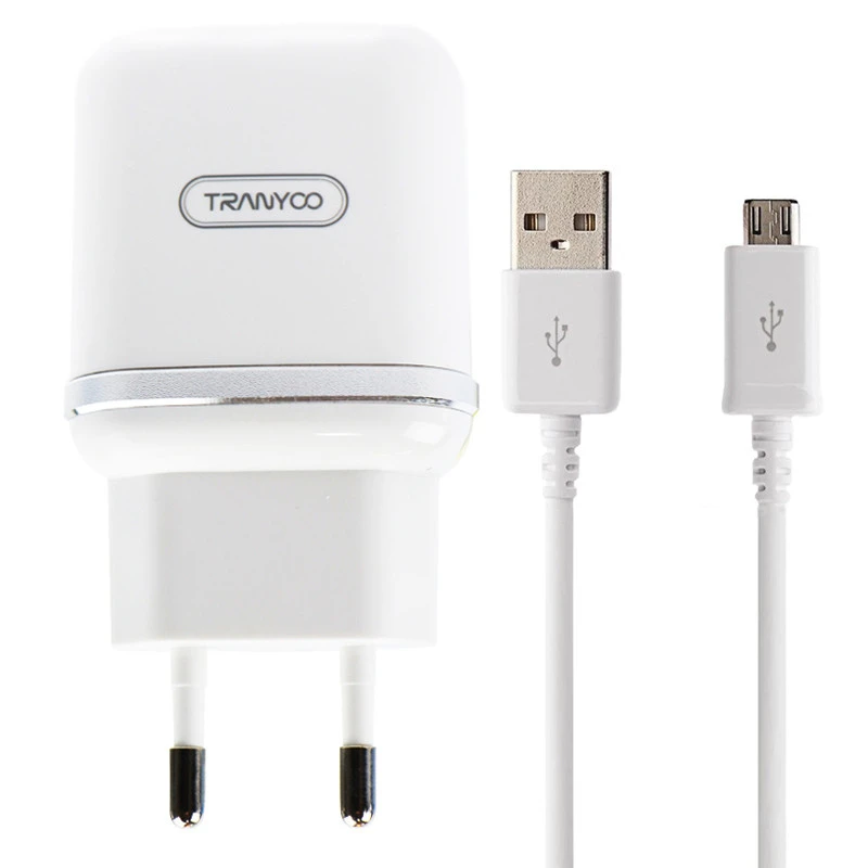 شارژر دیواری Tranyoo V60 2.4A 12W 2Port + کابل میکرو یو اس بی