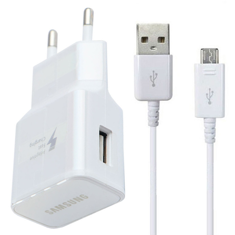شارژر دیواری فست شارژ Samsung 2A 15W + کابل میکرو یو اس بی
