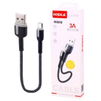 کابل کوتاه میکرو یو اس بی فست شارژ Hiska LX-1020 3A 20cm