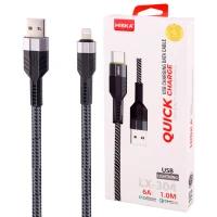 کابل آیفونی فست شارژ Hiska LX-304 6A PD QC3.0 1m