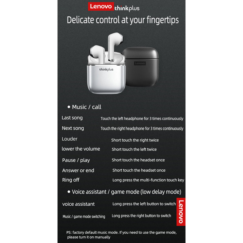 هندزفری بلوتوث دو تایی Lenovo ThinkPlus Live Pods XT99 TWS