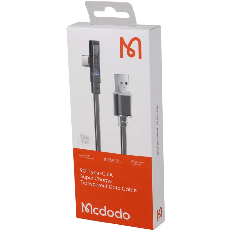کابل تایپ سی فست شارژ Mcdodo CA-3423 6A PD 100W 1.8m یکسر L