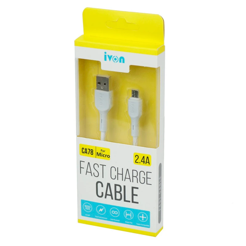 کابل میکرو یو اس بی فست شارژ Ivon CA78 2.4A 1m