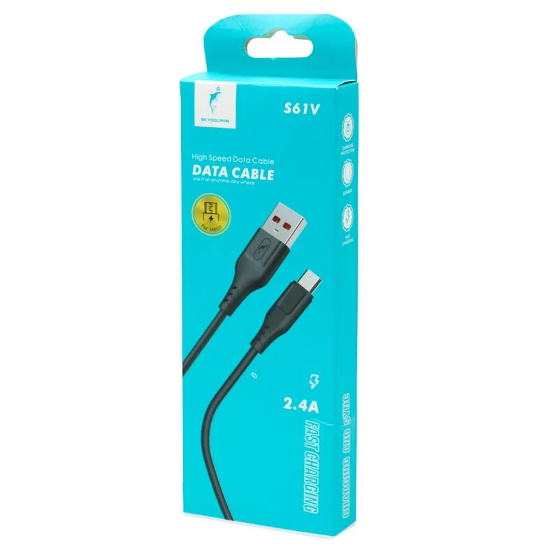 کابل میکرو یو اس بی فست شارژ 2.4 آمپر اسکای دلفین S61V طول 1 متر